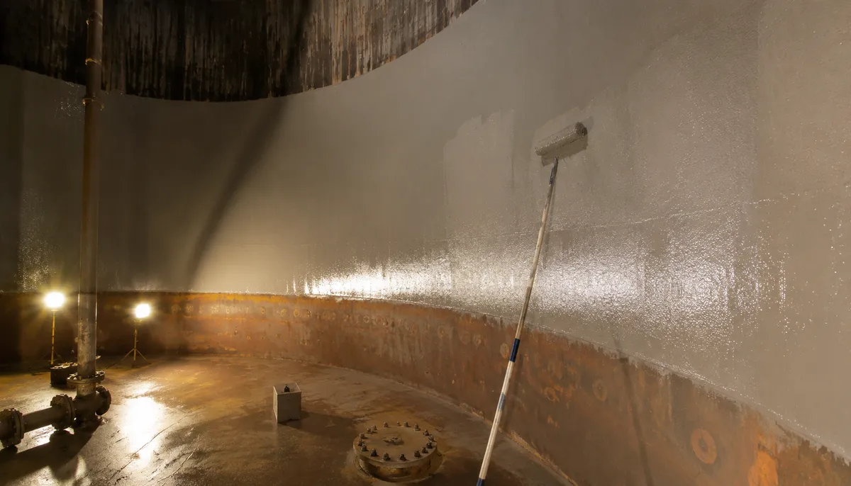 Vertical tank lining application