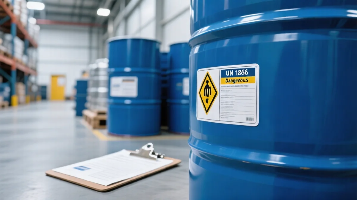 Dangerous goods compliance documentation and UN 1866 certified packaging for UPR transport