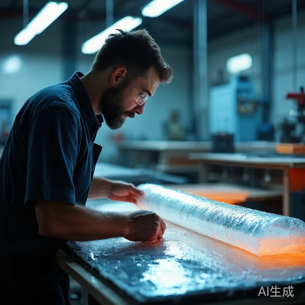 Fiberglass Lamination Demo — hand lay-up with glass fiber mat and roller